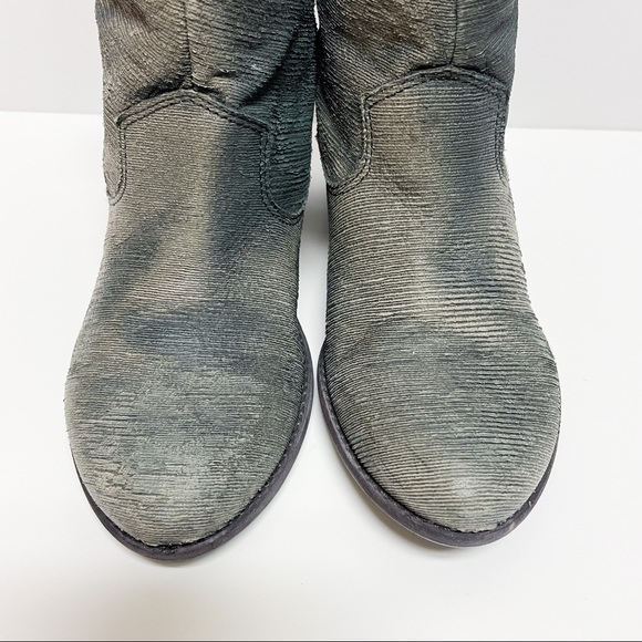 Felmini Black Gray Distressed Leather Ankle Boots Size 37 - Picture 3 of 9